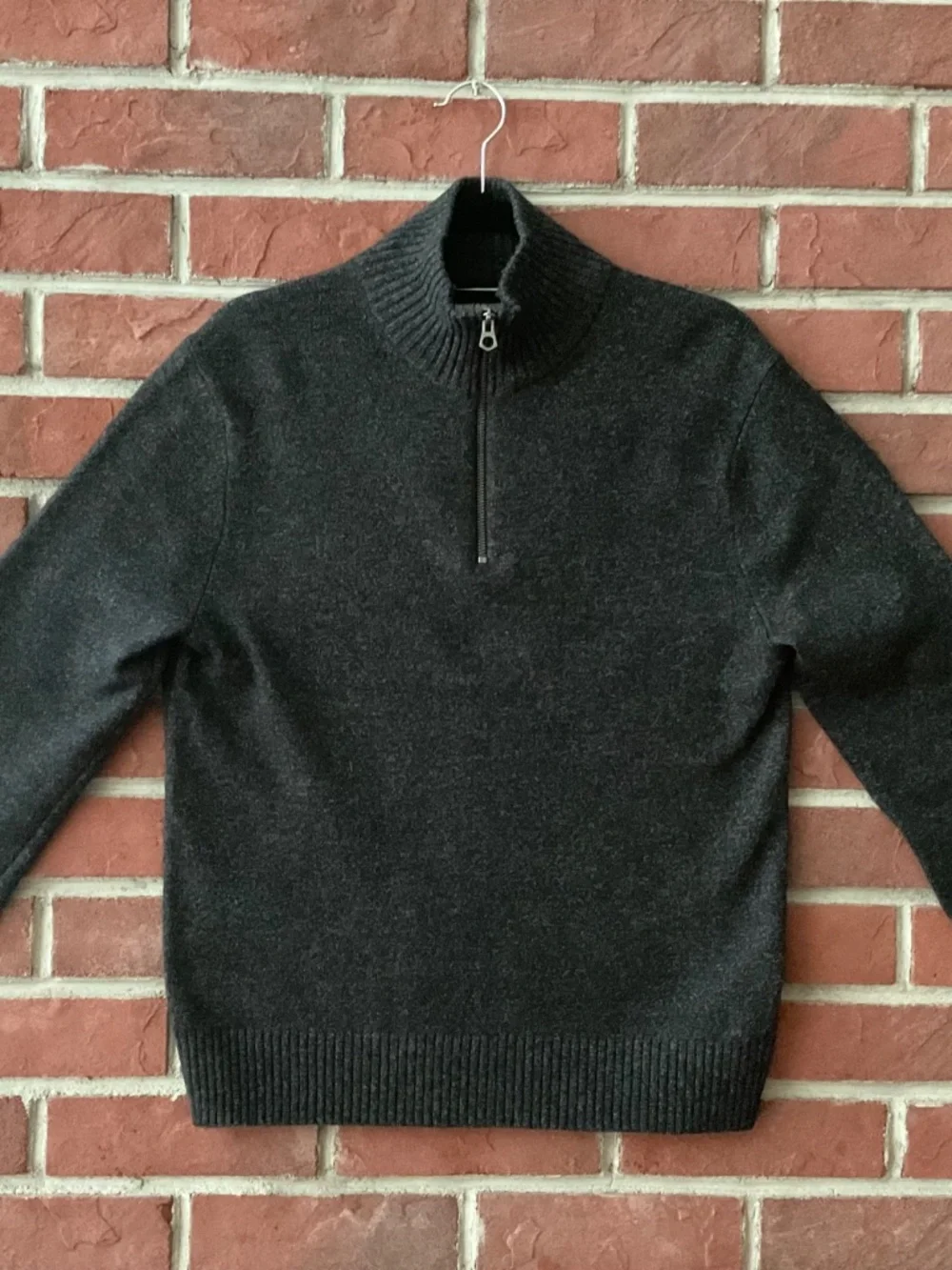 Rugged Merino Wool J.Crew Half-Zip Mockneck Black/Grey Men’s Sweater Size M NWOT